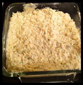 Croquette mixture in glass dish