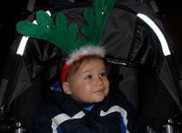 baby with antler headband